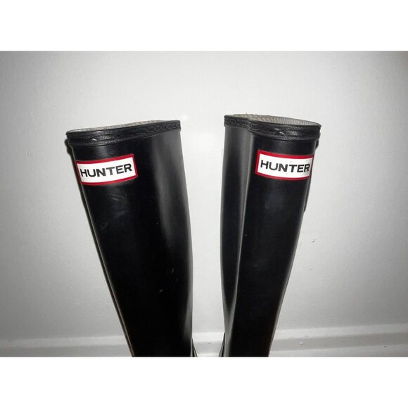 Hunter Black High Rain Boots Unisex 6M 7F - Picture 2 of 8